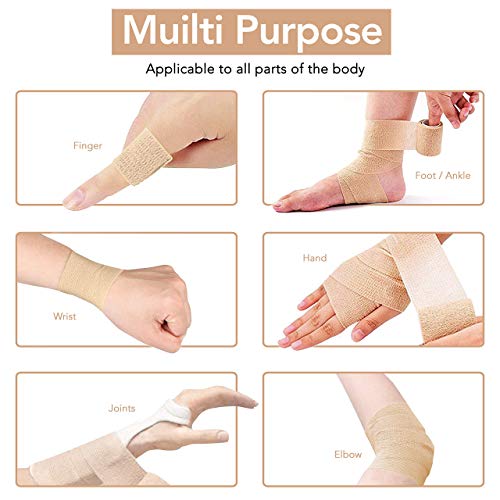 Risen ZY-BANDAGE-02 Cohesive Bandage 2 Inch X 5 Yards, 6 Rolls, Self Adherent Wrap Medical Tape thumb #4