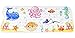 FINEW Estera de la bañera de los niños Antideslizantes de la Historieta, Esteras de baño Extra largas - 40x100 cm, Estera de bañera con Ventosa, Agujeros de Flujo, niños y bebé