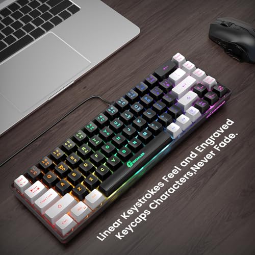 Image of 65% Gaming Keyboard, LED Backlit Mini Wired Gaming Keyboard, Ultra-Compact Anti-Ghosting No-Conflict 68 Keys Gaming Wired Keyboard for PC Laptop Gamer