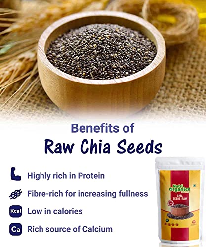 Image of NutriOrganics, Chia Seeds for Weight Loss 1kg Omega 3 Rich Raw Chia Seeds, 1000 Gram (Pack of 3)