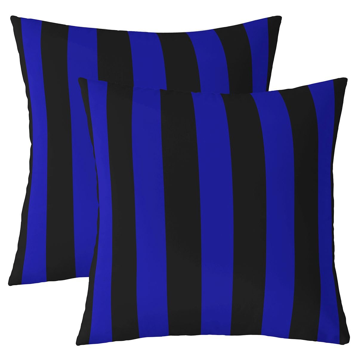 Homewish Black Dark Blue Striped Cushion Covers 40 x 40 cm Set of 2 — image 1
