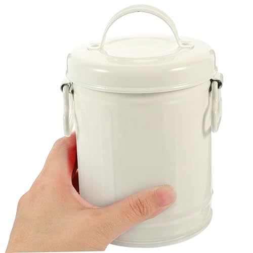 Miniatura 6 de FONDOTIN Basurero de escritorio galvanizado para coche, organizador de coche, cubo de almacenamiento de hierro, cubo de basura de metal con tapa,