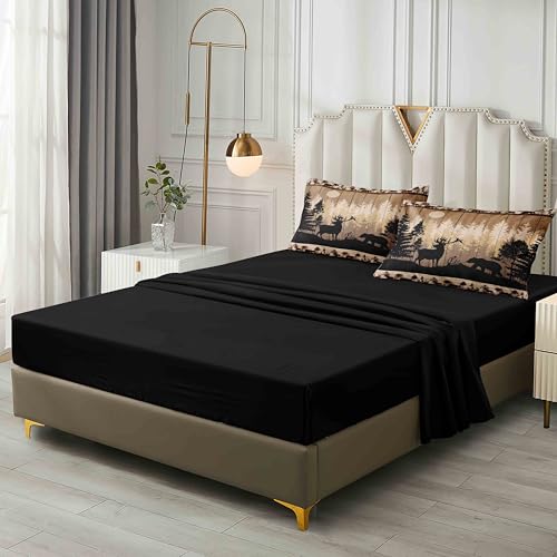Herside Hunting Comforter Set Queen Size,8 Pcs Cabin Rustic Bear and Deer Comforter Print Bedding Set for Teens,Wildlife Room Decor Bedding Set Soft Fluffy Cozy Bed in a Bag Set for All Season by Herside - Image 5