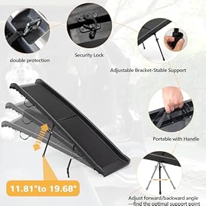 COZIWOW Folding Dog Ramps, 62”L Portable Pet Ramp for Large Dogs SUV,Cars,Lightweight Cat Ramp Non-Skid Surface Steps for High Bed,Stairs,Couch-Easy Storage,Supports up to 150 lb(Black, 62" L) COZIWOW Folding Dog Ramps 62L Portable Pet Ramp for Large Dogs SUVCarsLightweight Cat Ramp Non Skid Surface Steps for High BedStairsCouch Easy StorageSupports up to 150 lbBlack 62 L