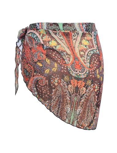 Image of ZAFUL Boho Beach Cover Ups for Women Sarong Coverups Sheer Bikini Chiffon Wraps Skirts for Swimwear