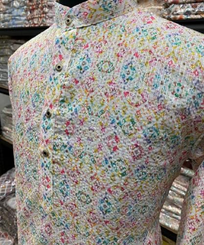 Image of FOXDX Men's Traditional Cotton Floral Printed Only Kurta