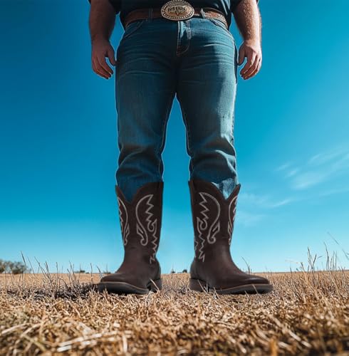 Image of IUV Cowboy Boots For Men with Wide Square Toe Western Retro Boot