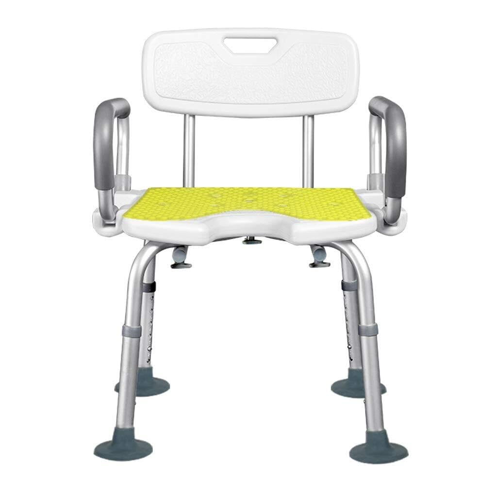 Silla de ducha, taburete de ducha ergonómico para bañera, asiento de baño de plástico moldeado con respaldo acolchado para pasamanos (A)