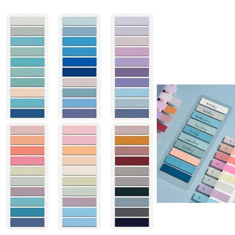 1200Pcs Sticky Notes, Translucent Sticky Tabs, Sticky Tabs,Tabs for Annotating Books, PET Multicolor Page Marker Index Tabs, Sticky Note Marker for Reading Notes, Notebook, Books, Classify Files