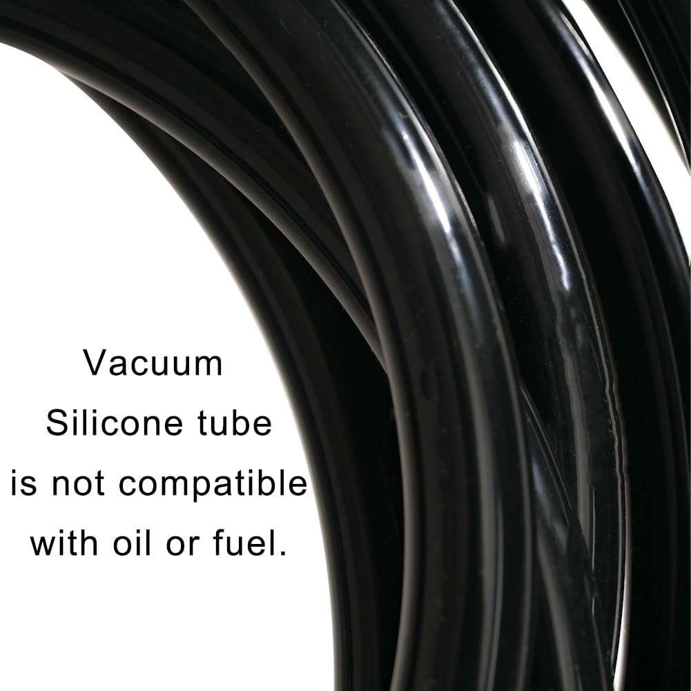 Eoiips Manguera de vacío de silicona de 1 pulgada de diámetro interior x 1-1/4 pulgadas OD de alta temperatura, tubo de aire de silicona flexible para múltiples usos, negro, 16.4 pies