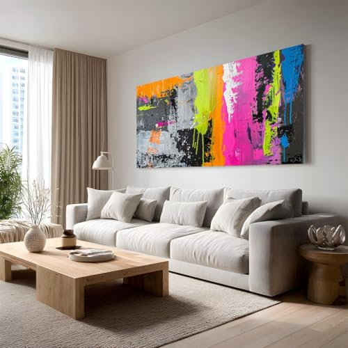 Toile graffiti abstrait grand format 50x100 cm sans cadre pour salon et chambre