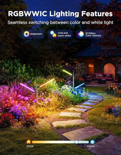 Image of Govee Outdoor Garden Lights, 2 Pack, RGBWWIC, IP66 Waterproof | 16 Million Colors, 64 Scenes for Outdoor Decor, Patio, Landscape Lighting, Compatible with Alexa, Google Assistant, Matter