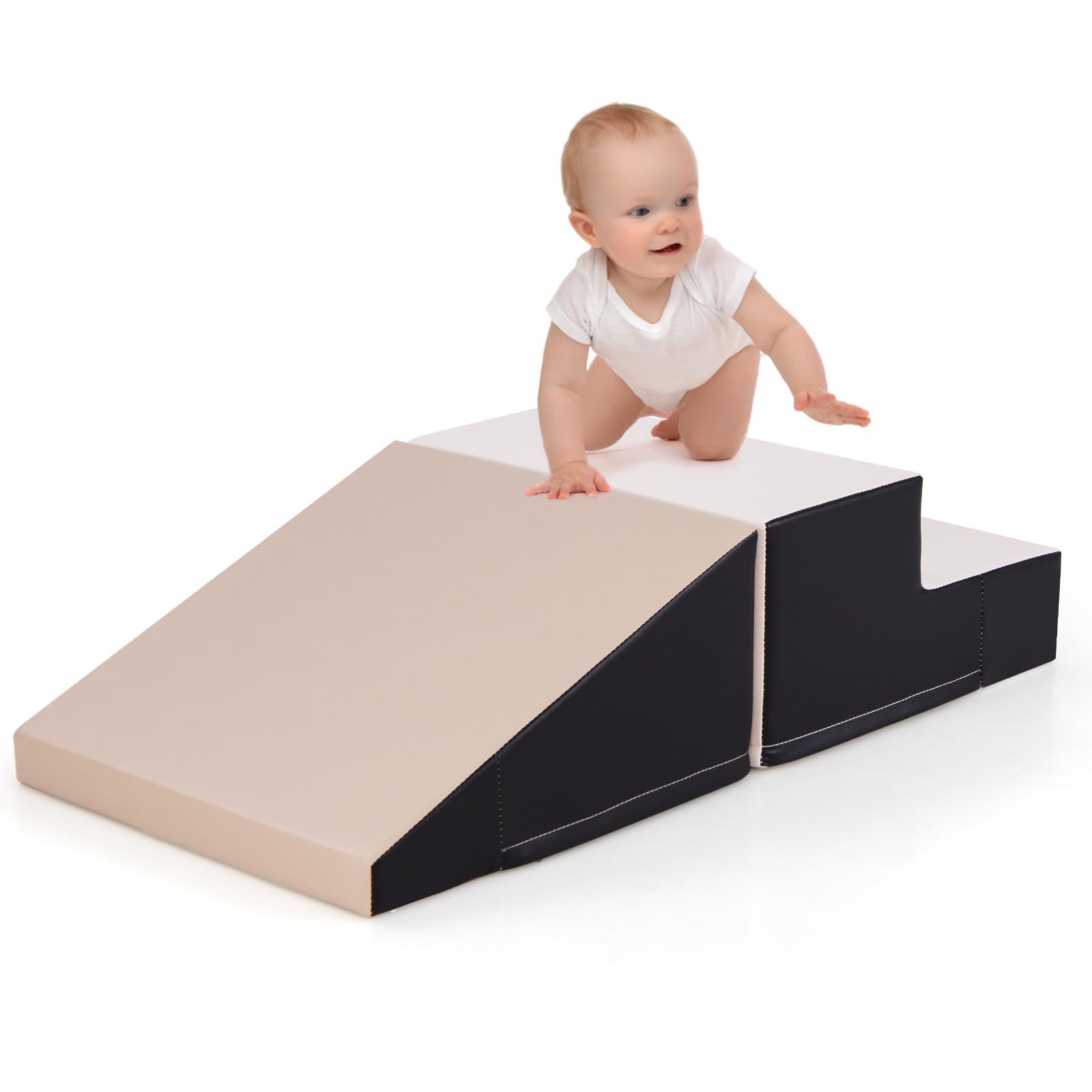 COSTWAY 2 TLG. Schaumstoff Bausteine Kinder, Softbausteine zum Toben und Klettern, Riesenbausteine aus Schaumstoff, Großbausteine Bauklötze für Baby & Kleinkinder (Grau)