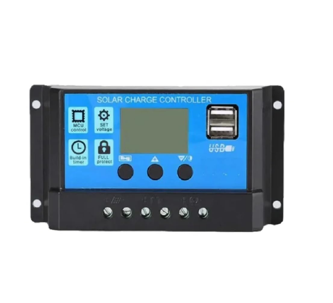 30A Intelligent LCD Solar Controller, Solar Panel USB Port Solar Panel Battery Intelligent Regulator, Multi-Function Adjustable LCD Display Street Light Controller