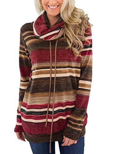 Aleumdr Felpa Donna con Tasche Felpa Donna Invernali a Righe Pullover Donna Collo Alto Tasche Felpe Senza Cappuccio Donna per Autunno Inverno