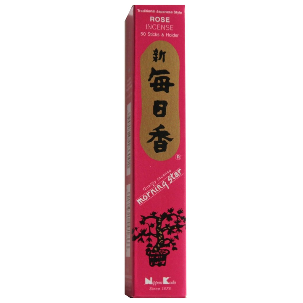 Morning Star Rose Quality Japanese Incense By Nippon Kodo - 50 Sticks + Holder