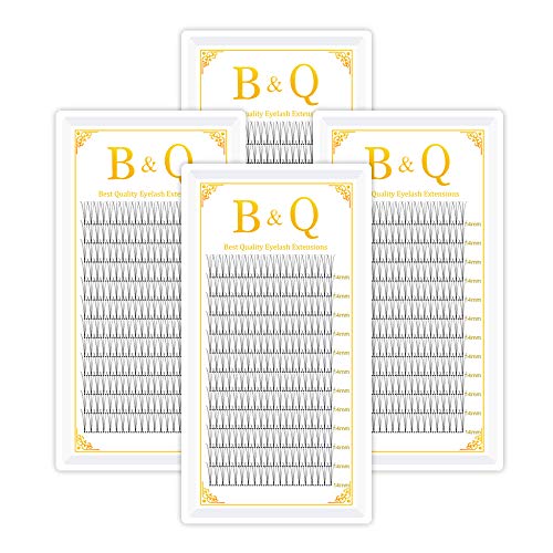 Premade Volume Fans Eyelash Extensions 12 Rows/Tray Short Stem Russian Volumes Lashes Extensions Fans C/D Curl 0.07/0.10 Thickness 8-15mm-Mix Tray (3D-C-0.07, 12+12+13+13)