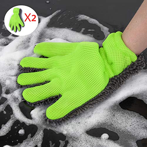 X XINDELL Car Wash Mitt - Extra Large Size Chenille Microfiber Car Wash Mitt for Car Exterior Interior Cleaning Scratch Free & Lint Free 5 Finger Washing Mitten (2XCar Wash Mitt)