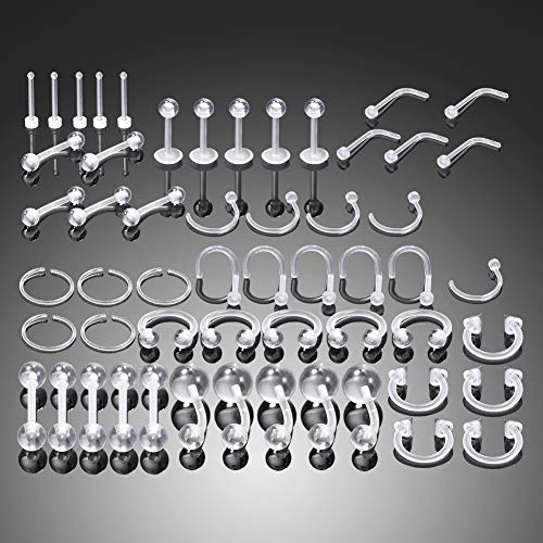Oveta Clear Piercing Retainers Flexible Bioflex 14G 16G 20G Navel Belly Button Ring Lip Labret Eyebrow Tongue Barbells Cartilage Tragus Earrings Retainer2