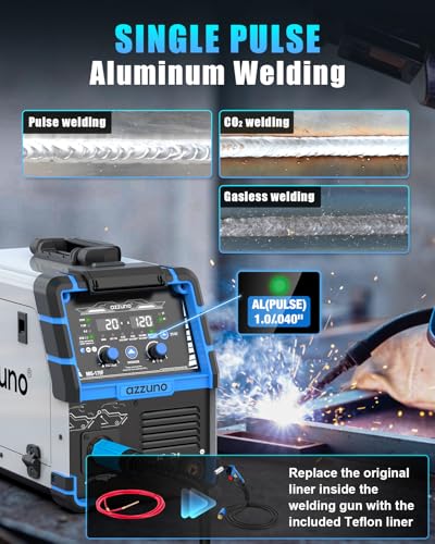 Image of AZZUNO Single PULSE Aluminum MIG Welder Machine 175A 110V 220V