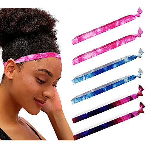 Tie Dye Headbands For Women,Workout Gym Face Mask Yoga Headband Cute Elastic Hair Bands For Women'S Hair Boho Facial Bandeau Head Bands Scarf Headwraps Bandana 6 Pack