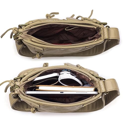 Image of Montana West Crossbody Bag for Women Multi Pocket Shoulder Medium Travel Purses Ultra Soft Washed Leather