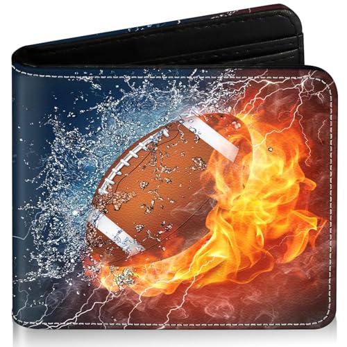 Image of Boys Wallet for Kids, Cool Kids Wallet for Boys Ages 8-10 9-12 11-15, Funny Football Leather Bifold Rfid Blocking, Coin Pocket Id Window for Teen Men Youth Guys Birthday Christmas Gifts