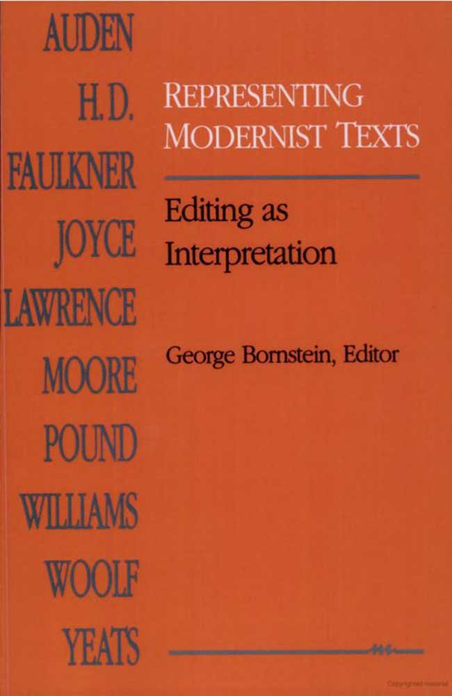 Amazon | Representing Modernist Texts: Editing as Interpretation