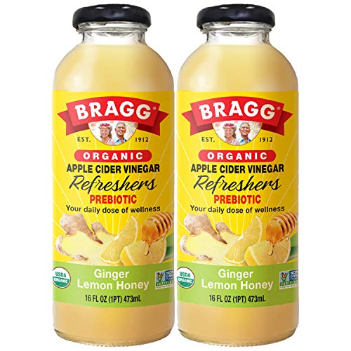 Bragg Organic Apple Cider Vinegar Beverage, Ginger Lemon Honey - 16oz, 2 Pack