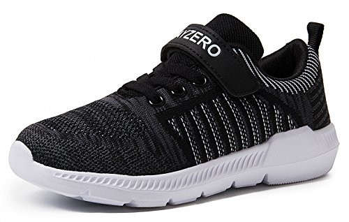 Vivay Boys Tennis Shoes Kids Sneakers Athletic Running Walking Sneakers for Little Kid and Big Kid (2D Black/White,Size 2.5 Little Kid)
