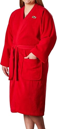 Lacoste - Albornoz de baño clásico de piqué de 100% algodón, unisex, talla única