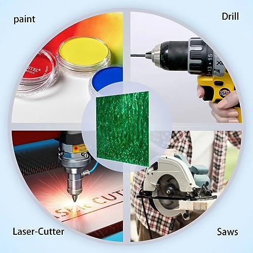 Image of TOEPODO Pearlescent Ripple Cast Acrylic Sheets 1 /8inch Thick Marble Acrylic Sheets for Laser Cutting Plexiglass Sheets for Art Design DIY Crafts Home Deco (3, Emerald Green, 12x12 Inch)