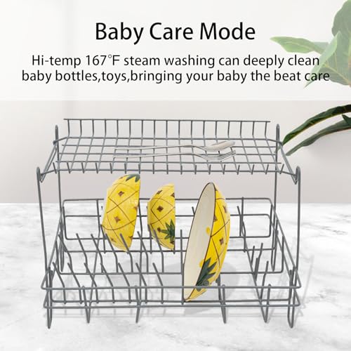 Countertop Dishwasher, Portable Dishwasher w/7L/6.35qt Built-in Water Tank No Hookup Needed, 5 Programs 360° Dual Spray Air-Dry Function, Mini Dishwasher for Apartment RV Dormitory, 900W White