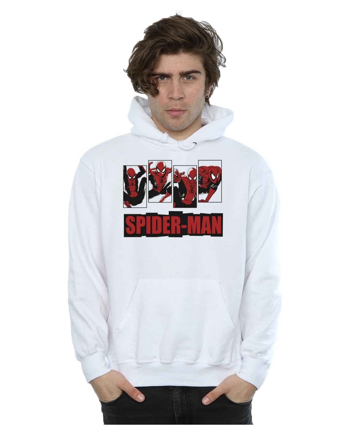 Absolute Cult Men's White Marvel Spider-Man Squares Hoodie XXXX-Large