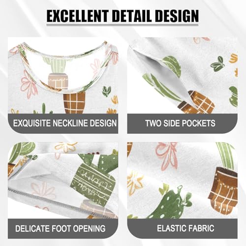 Cactus Pattern Kids Pjs Set Boys Girls Summer Short-Sleeve Sleepwear Pajamas 2PCS4