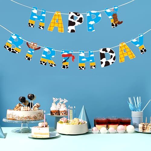 Image of Toy‑Inspired inchHappy Birthday inch Game Story Banner - Cute Cartoon‑Theme Party Decoration Supplies for Kids & Adults