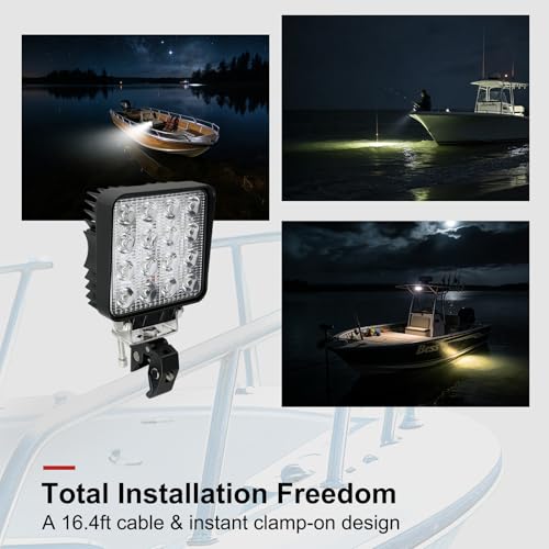 Vcanuplms 48W Boat Spotlight with Clamp & On-Off Cigarette Lighter & Clip by Vcanuplms - Image 6