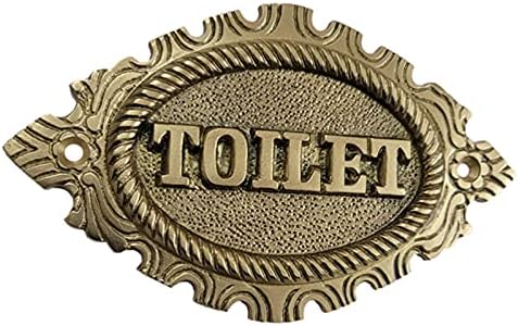 Adonai Hardware Decorative "TOILET" Brass Door Sign (Satin Brass)