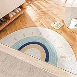 Cute Door Mats Anti Slip Welcome Mat Outdoor Entrance Half Circle Door Mats Bedroom Carpet Rugs Doormat, Sun 17.7'x35.4'