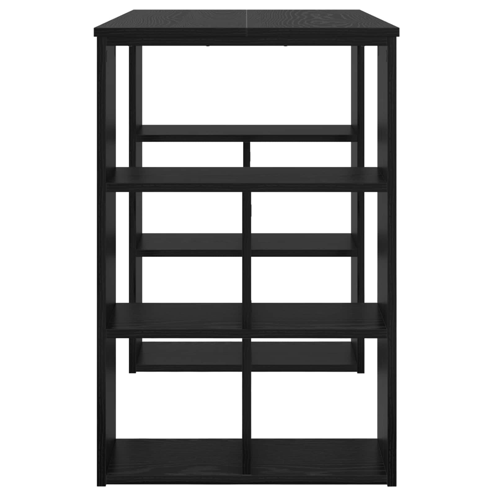 Biurko o wyglądzie czarnego dębu z materiału drewnopochodnego 90 x 50 x 75 cm z 4 półkami, stół biurowy do domowego biura, miejsce pracy z miejscem do przechowywania i segregatorami