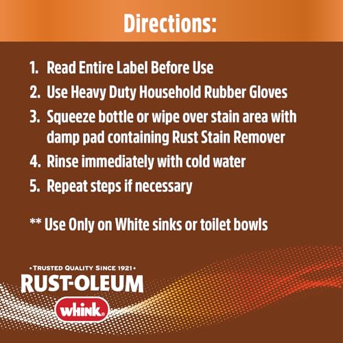 Rust-Oleum Whink Rust Stain Remover | Heavy-Duty Iron Stain Remover for White Toilets & Sinks, Colorfast Fabric & Carpets | 32 oz, unscented, liquid - image 7