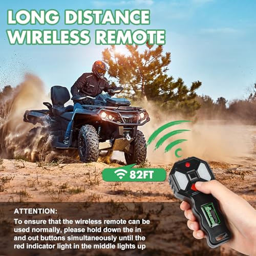 Image of STIMULATER 3000lb ATV Winch with Synthetic Rope,Electric Winch 12V, with Wireless Remote Control and Manual Switch, with Hawse Fairlead,IP67 Waterproof,Suitable for Most Trailer, Boat and ATV Winch