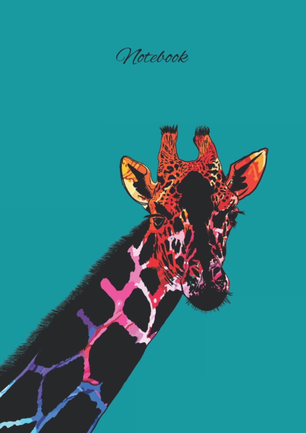 A4 Giraffe Double Teal Notebook 140 pages: Blank lined paper 210mm x 297mm, high quality cover By Elizabeth Banks