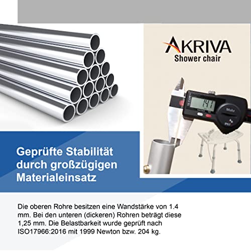Akriva höhenverstellbarer Duschhocker - rutschfest, stabil und komfortabel - Leichter Badhocker - Duschsitz für Dusche (Universal Duschhocker)