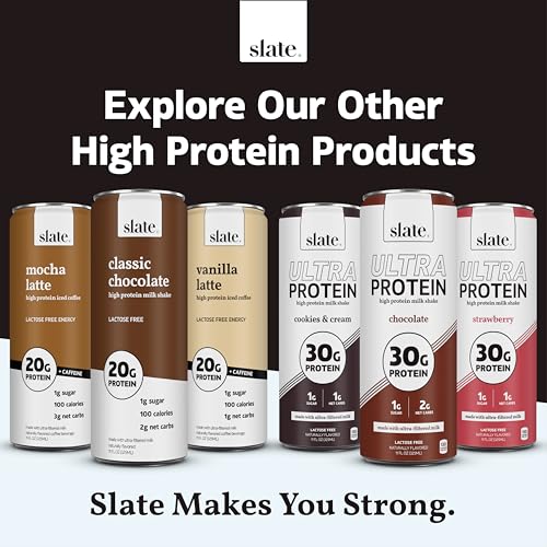 Image of Slate Milk - Ultra Protein Shake - Chocolate - 42g Protein, 1g Sugar, 190 Calories, 2g Net Carbs - Lactose Free, No Added Sugar - Made with Ultra Filtered Milk - Breakfast Boost, Post Workout - 15 fl oz, 12 Cans