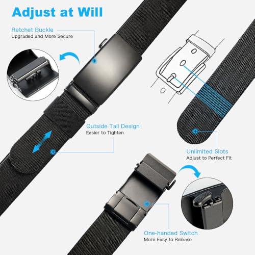 Men's Ratchet Golf Belt, Utility Nylon Web Tactical Belt Waist, Adjustable Trim to Fit Belt Outdoor3