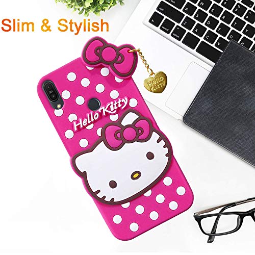 Image of Unirock Hello Kitty Back Case Cover for Asus Zenfone Max Pro M1| 3D Cute Hello Kitty Case |Soft Silicone Rubber Back Cover with Pendant Kitty Cover for Asus Zenfone Max Pro M1 (Pink)