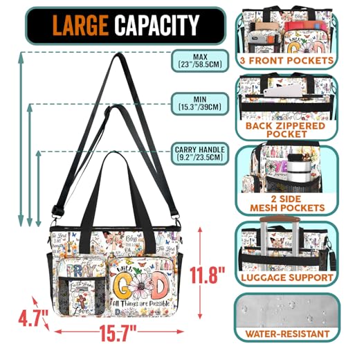 84hoods Large Waterproof Work Bag. Shoulder Bag for Work. God Jesus Christian Faith Religious Gift.2