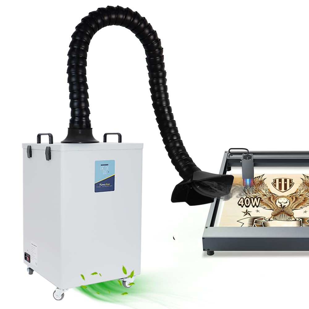 FumeClear FC-2004 Fume Extractor For D1 Pro, S1, P2, F1 M1 30W to 70W Laser Engraver, Strong Suction Power up to 420m³/h with 12 Filters for Laser