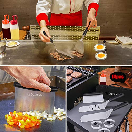 Beichen FD-EP-230201-1551 Griddle Accessories Kit, 14 Pcs Stainless Steel Griddle Grill Tools Set Blackstone And Camp Chef, Professional Grill Spatula Set thumb #3